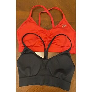 Gymshark Sports Bra Womens Size S Red/Black Workout Bras 2 Count Lot Bundle